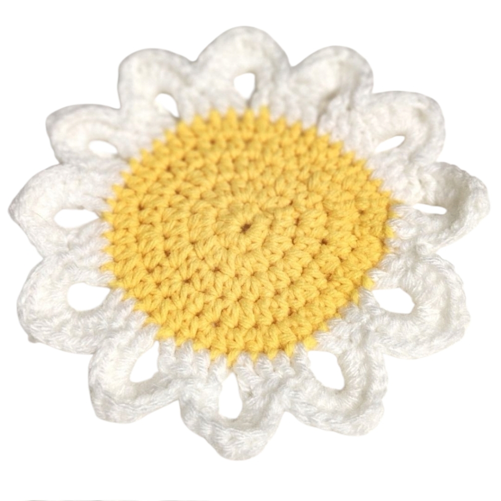 Crochet Daisy Coasters - SET OF 4 - Picture 3 of 5